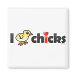 I Heart Real Chicks Square Magnet