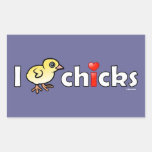I Heart Real Chicks Rectangle Sticker