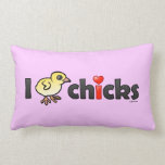 I Heart Real Chicks Throw Pillow