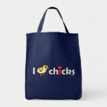 I Heart Real Chicks Grocery Tote