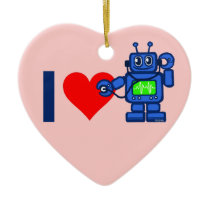 I heart robot christmas ornament