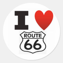 I Heart route 66 Round Stickers