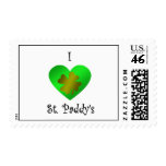 I heart Saint paddy's in gold and green Postage