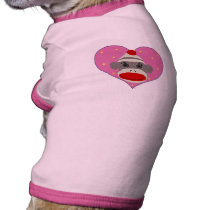 I Heart Sock Monkey Pet T Dog Tee