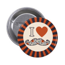 I Heart Stache Pinback Buttons