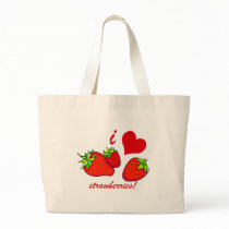I heart strawberries tote bags