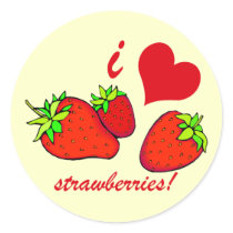 I heart strawberries round sticker