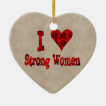 I Heart Strong Women Ornaments