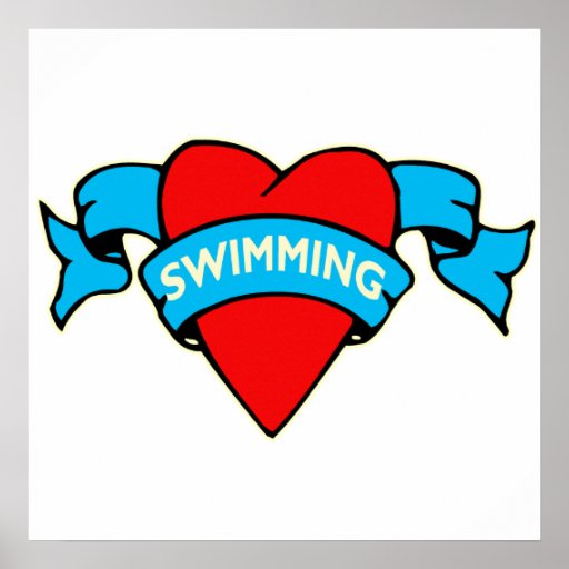 I heart swimming tattoo poster Zazzle