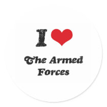 I Heart The Armed Forces Round Stickers