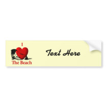 I Heart The Beach Bumper Sticker