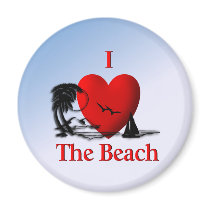 I Heart The Beach Refrigerator Magnets