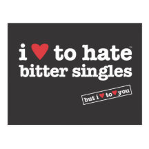 i heart to hate bitter singles postcard
