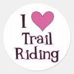 I Heart Trail Riding Round Stickers