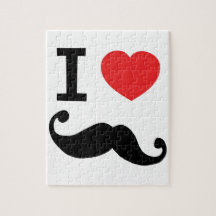 I heart twirly Moustache Jigsaw Puzzles