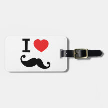 I heart twirly Moustache Luggage Tags