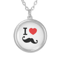 I heart twirly Moustache Necklace