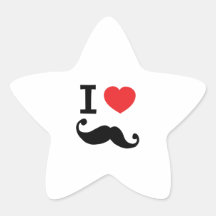 I heart twirly Moustache Star Sticker