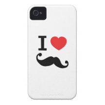 I heart twirly mustache Case-Mate iPhone 4 case