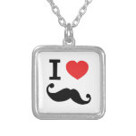 I heart twirly mustache custom necklace