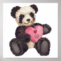 I Heart U Panda Poster