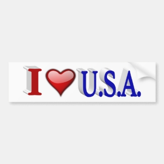 I Heart U.S.A. 3D Patriotic Bumper Sticker