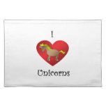 I heart unicorns in brown place mats