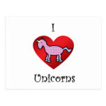 I heart unicorns in pink blue argyle post cards