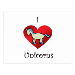 I heart unicorns in yellow blue argyle postcard