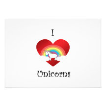 I heart unicorns on heart rainbow and clouds announcements