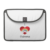 I heart unicorns on heart rainbow and clouds MacBook pro sleeves