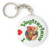 I Heart Vegetarians Keychains