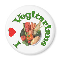 I Heart Vegetarians Fridge Magnet