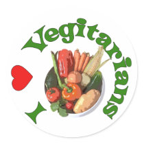 I Heart Vegetarians Round Stickers