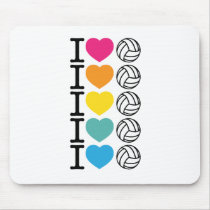 I Heart Volleyball - rainbow Mouse Pad