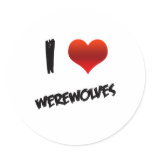 I Heart Werewolves Round Stickers