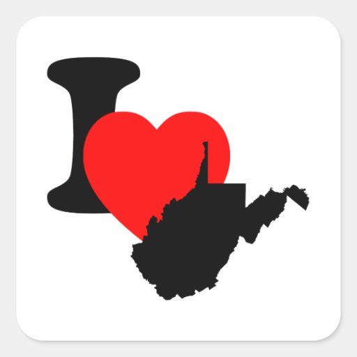 I Heart West Virginia Square Sticker  Zazzle