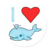 I Heart Whales Products Round Stickers