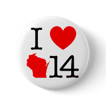 I Heart Wisconsin 14 Pinback Buttons