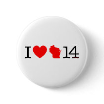 I Heart Wisconsin 14 Pinback Buttons