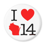 I Heart Wisconsin 14 Refrigerator Magnets