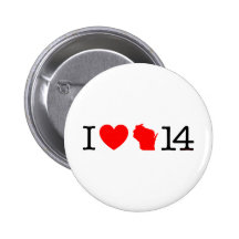 I Heart Wisconsin 14 Pinback Buttons