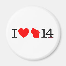 I Heart Wisconsin 14 Refrigerator Magnet