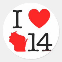 I Heart Wisconsin 14 Stickers