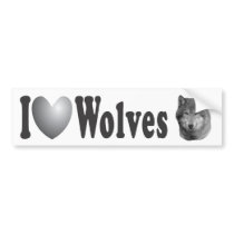 I Heart Wolves2 w/Stylized Image - Bumper Sticker