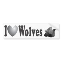I Heart Wolves w/Howling Wolf Image - Bumper Stick Bumper Stickers