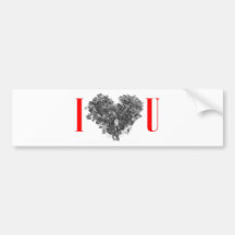 I HEART YOU (I LOVE YOU) - grey / red version Bumper Sticker