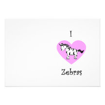 I heart zebras pink heart personalized invitation