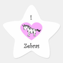I heart zebras pink heart sticker