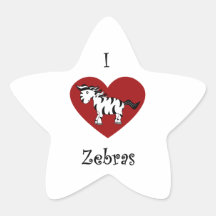 I heart zebras with red heart sticker